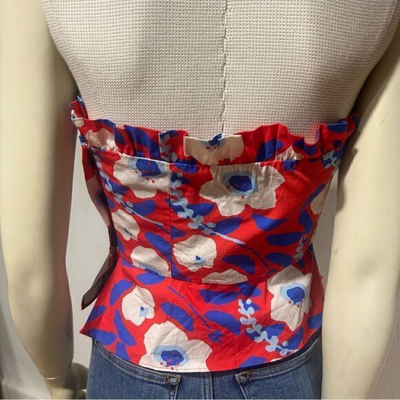 Revolve Anthropologie Hutch Cherry Red Ted Motif Strapless Ruffle Tube Top - Picture 11 of 13